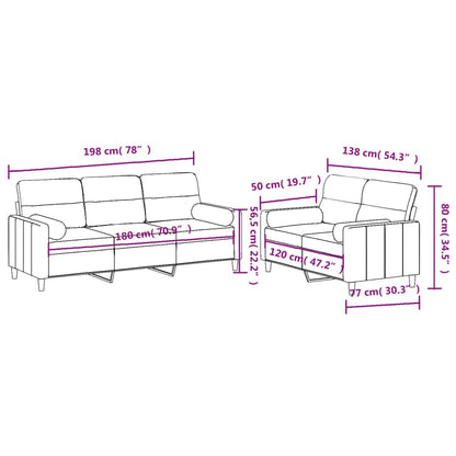 2 pcs conjunto de sofás com almofadas tecido amarelo-claro