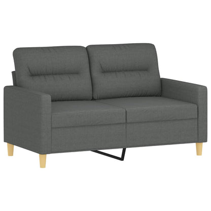 3 pcs conjunto de sofás com almofadas tecido cinzento-escuro