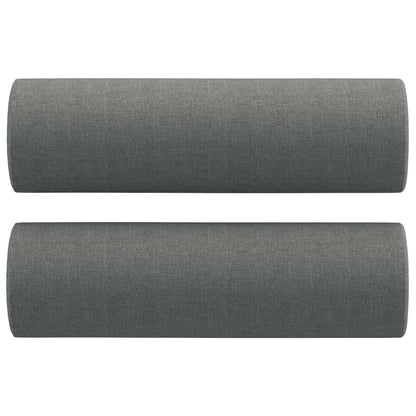 3 pcs conjunto de sofás com almofadas tecido cinzento-escuro