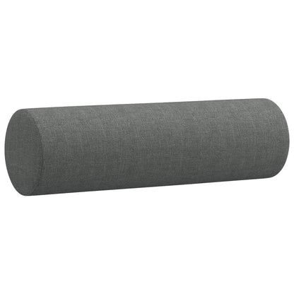 3 pcs conjunto de sofás com almofadas tecido cinzento-escuro
