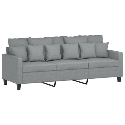3 pcs conjunto de sofás com almofadas tecido cinzento-claro