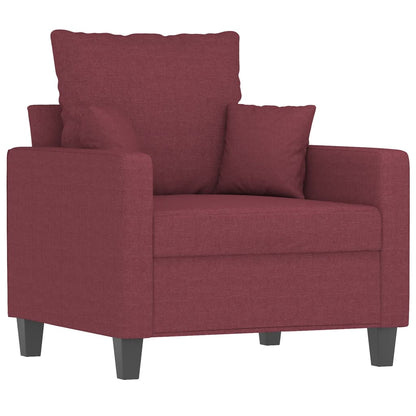 3 pcs conjunto de sofás com almofadas tecido vermelho-tinto