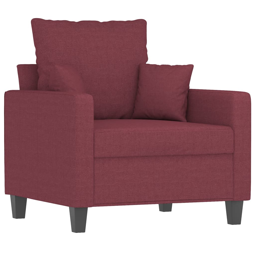 4 pcs conjunto de sofás com almofadas tecido vermelho-tinto