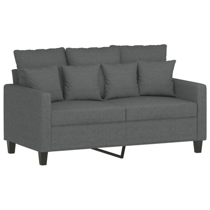 2 pcs conjunto de sofás com almofadões tecido cinzento-escuro
