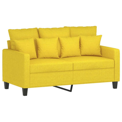 2 pcs conjunto de sofás com almofadões tecido amarelo-claro