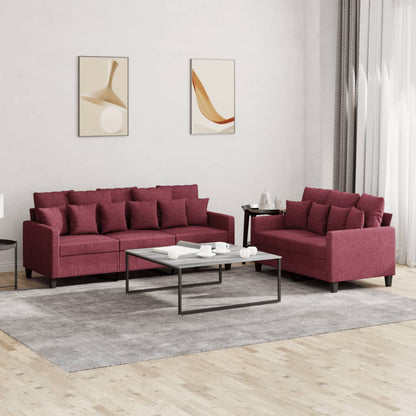 2 pcs sofa set with cushions red dyed fabric