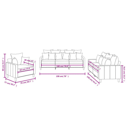 3 pcs conjunto de sofás com almofadões veludo vermelho tinto