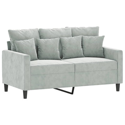 4 pcs conjunto de sofás com almofadões veludo cinzento-claro