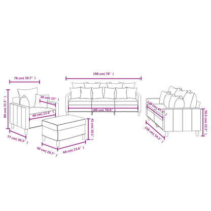 4 pcs conjunto de sofás com almofadões veludo cinzento-escuro