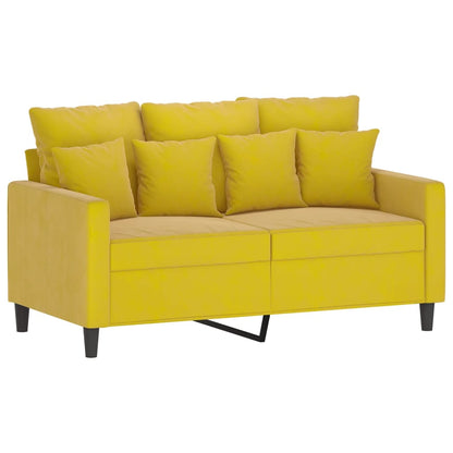 4 pcs conjunto de sofás com almofadões veludo amarelo
