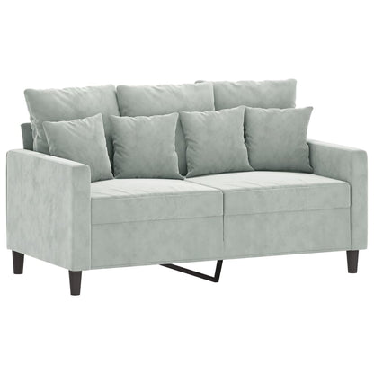 2 pcs conjunto de sofás com almofadões veludo cinzento-claro