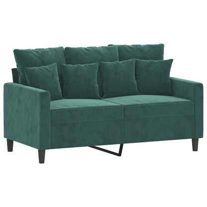 2 pcs conjunto de sofás com almofadões veludo verde-escuro