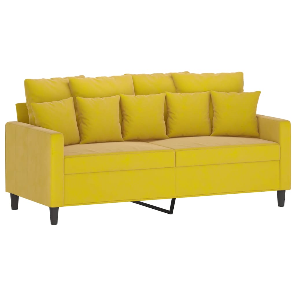 2 pcs sofa set with yellow velvet cushions