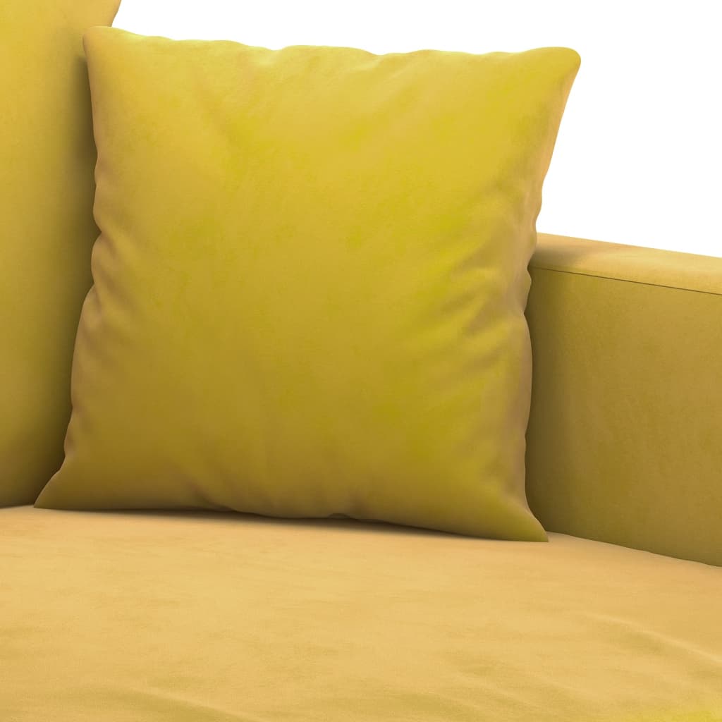 2 pcs sofa set with yellow velvet cushions