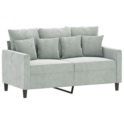3 pcs conjunto de sofás com almofadões veludo cinzento-claro