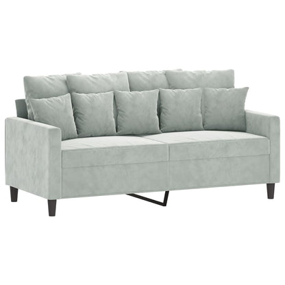 3 pcs conjunto de sofás com almofadões veludo cinzento-claro