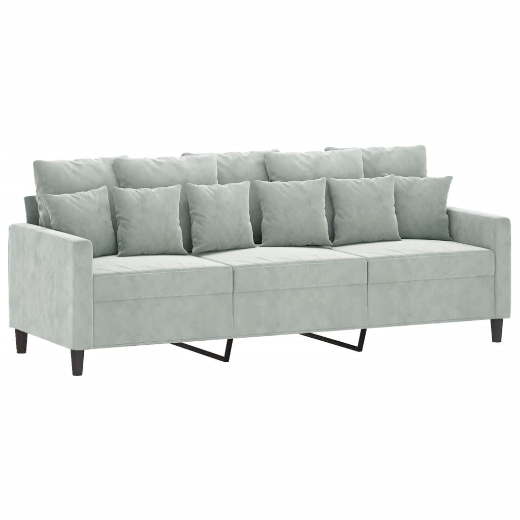 2 pcs conjunto de sofás com almofadões veludo cinzento-claro