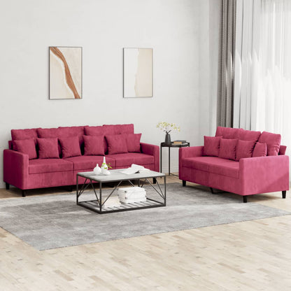 2 pcs sofa set with red velvet cushions