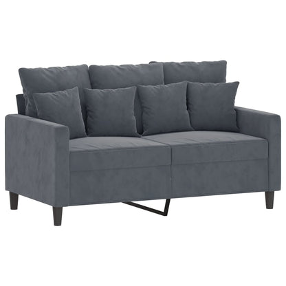3 pcs conjunto de sofás com almofadões veludo cinzento-escuro