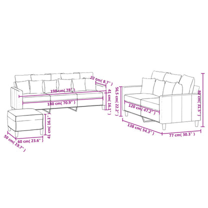 3 pcs conjunto de sofás com almofadões veludo cinzento-escuro