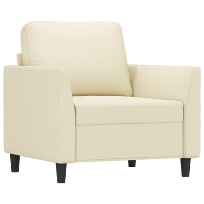 3 pcs conjunto sofás c/ almofadões couro artificial cor creme