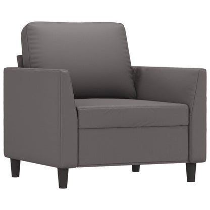 3 pcs conjunto de sofás c/ almofadões couro artificial cinzento