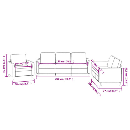 3 pcs conjunto de sofás c/ almofadões couro artificial cinzento