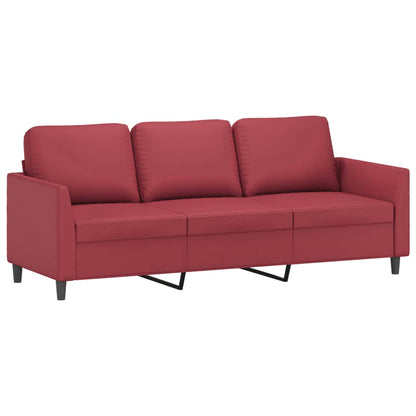 3 pcs sofa set with cushions in red faux leather