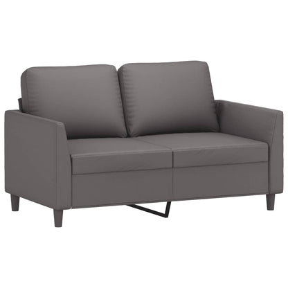 2 pcs sofa set with cushions grey faux leather