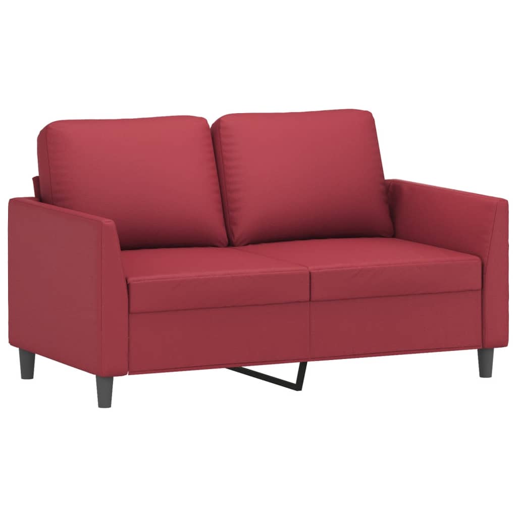2 pcs sofa set with red faux leather cushions