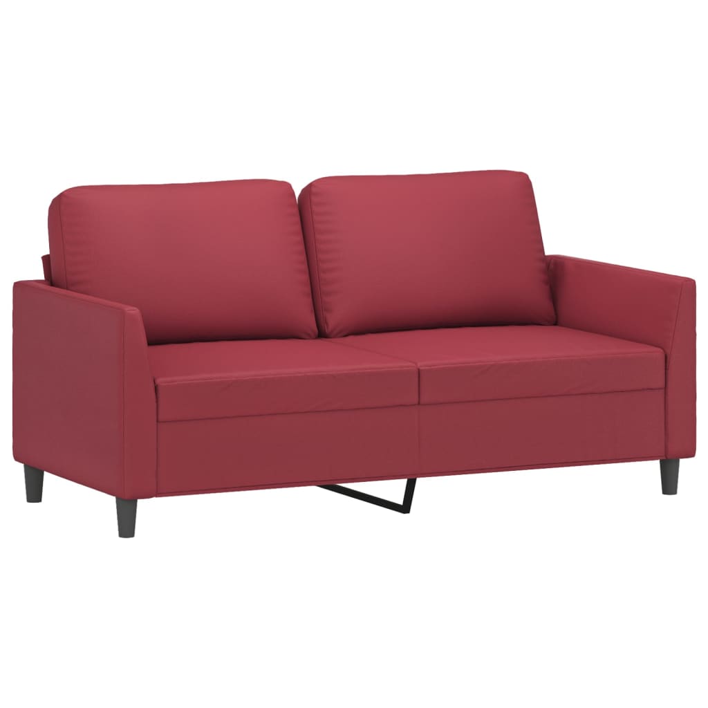 2 pcs sofa set with red faux leather cushions