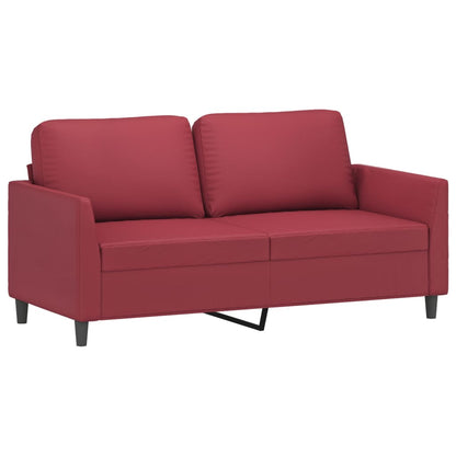 2 pcs sofa set with red faux leather cushions