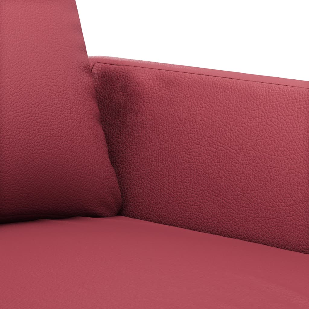 2 pcs sofa set with red faux leather cushions