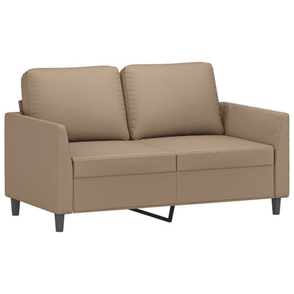 2 pcs conjunto sofás c/ almofadões couro artif. cor cappuccino