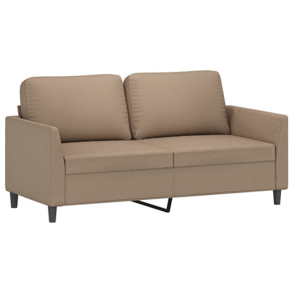 2 pcs conjunto sofás c/ almofadões couro artif. cor cappuccino