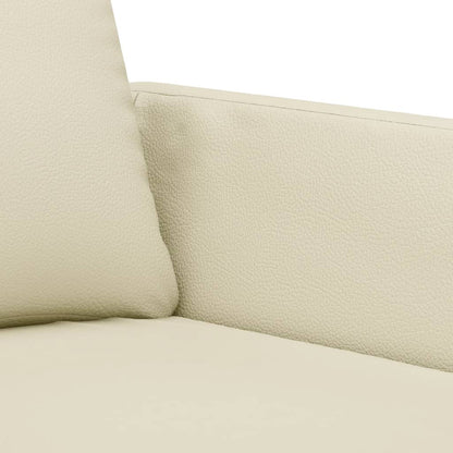 2 pcs sofa set with cushions cream colored artificial leather