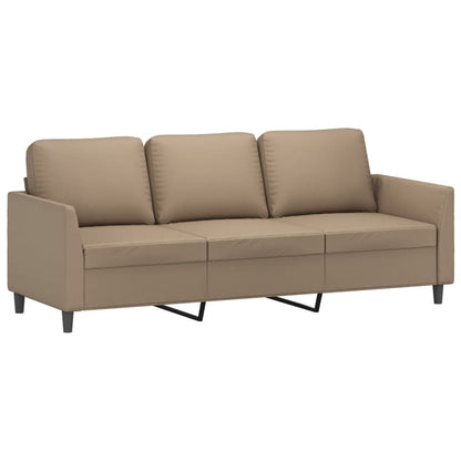 2 pcs conjunto sofás c/ almofadões couro artif. cor cappuccino