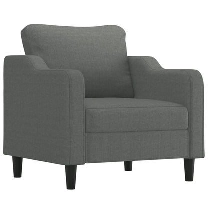 3 pcs conjunto de sofás com almofadões tecido cinzento-escuro