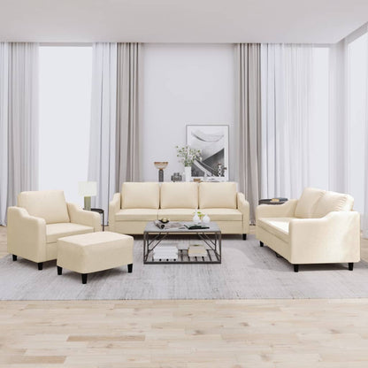 4 pcs conjunto de sofás com almofadões tecido cor creme