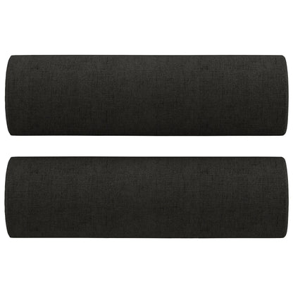 3 pcs conjunto de sofás com almofadas tecido preto