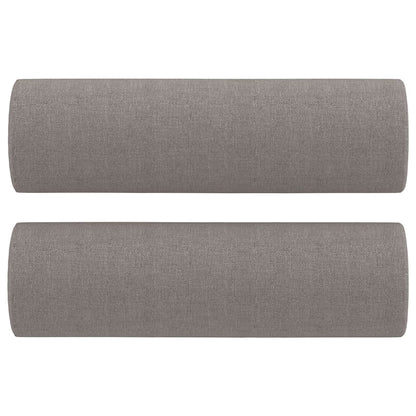 3 pcs conjunto de sofás com almofadas tecido cinza-acastanhado