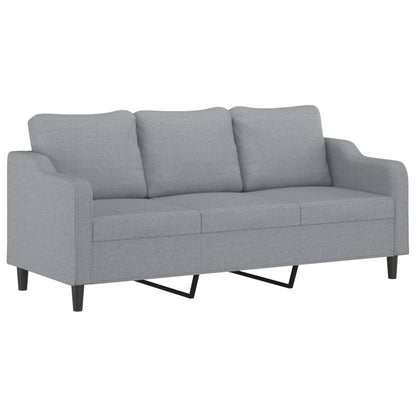4 pcs conjunto de sofás com almofadas tecido cinzento-claro