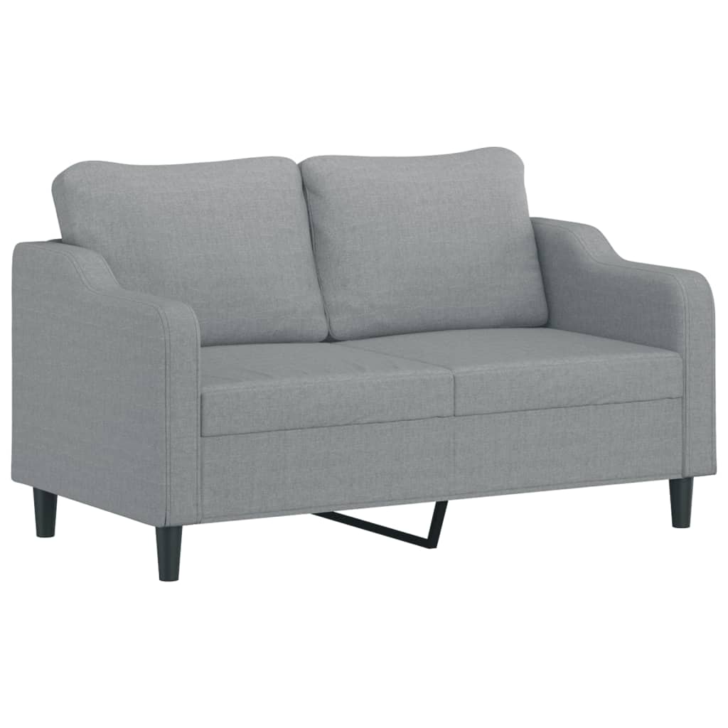 2 pcs conjunto de sofás com almofadões tecido cinzento-claro