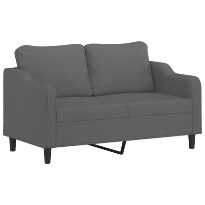 2 pcs conjunto de sofás com almofadões tecido cinzento-escuro