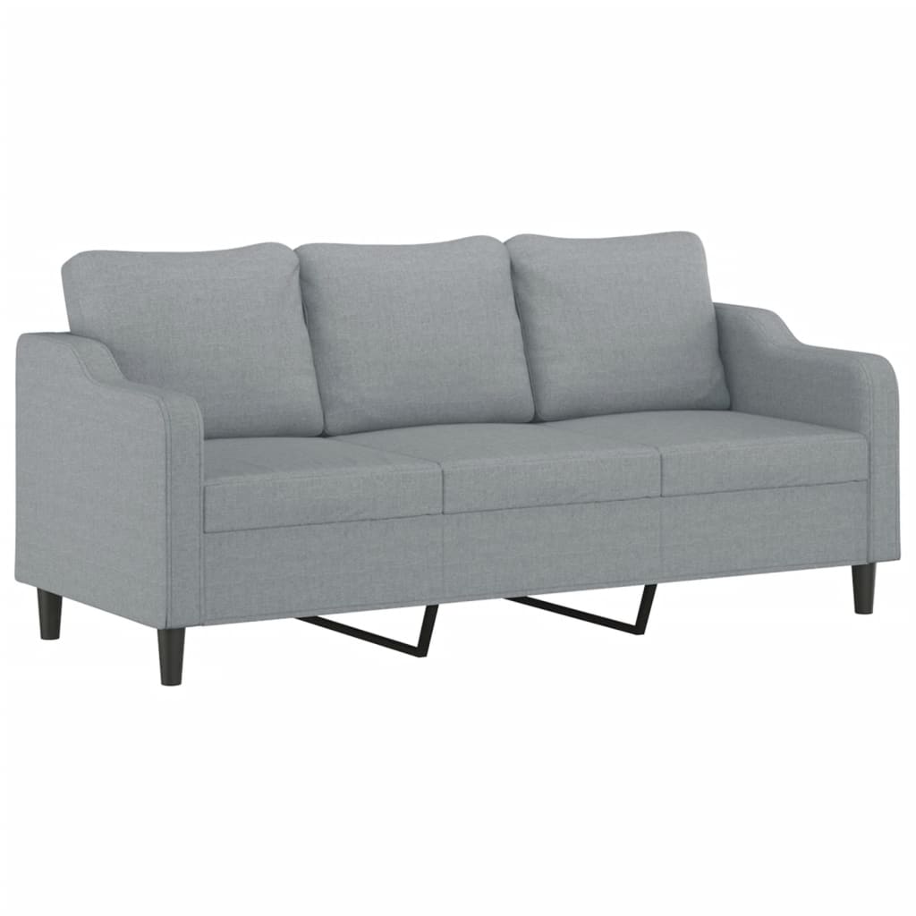 2 pcs conjunto de sofás com almofadões tecido cinzento-claro