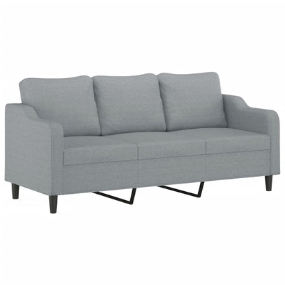 2 pcs conjunto de sofás com almofadões tecido cinzento-claro