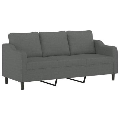 2 pcs sofa set with cushions dark grey fabric
