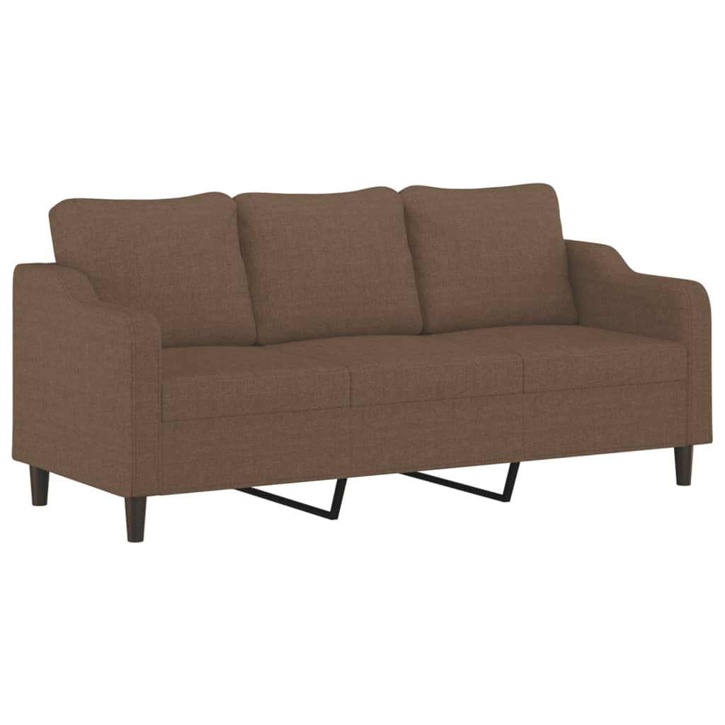 2 pcs conjunto de sofás com almofadões tecido castanho