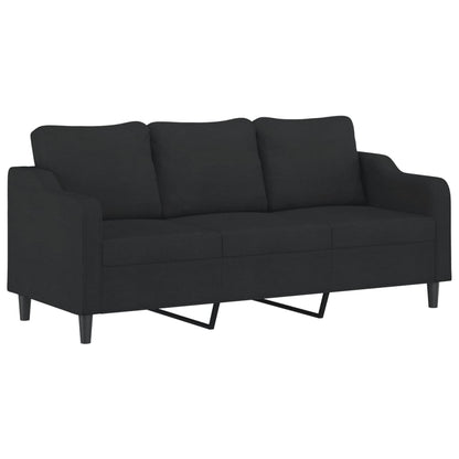 3 pcs conjunto de sofás com almofadões tecido preto