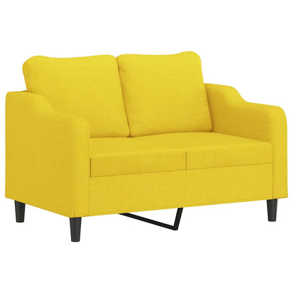2 pcs conjunto de sofás com almofadas tecido amarelo-claro